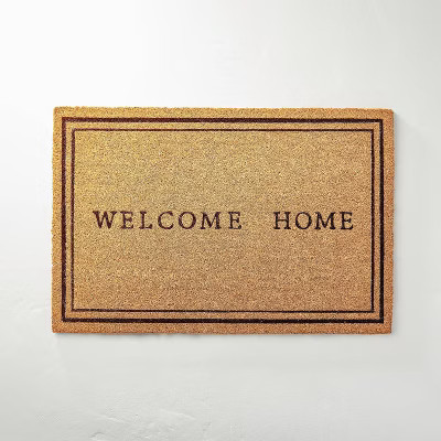 Welcome Home Coir Doormat Tan/Black - Hearth & Hand™ with Magnolia | Target