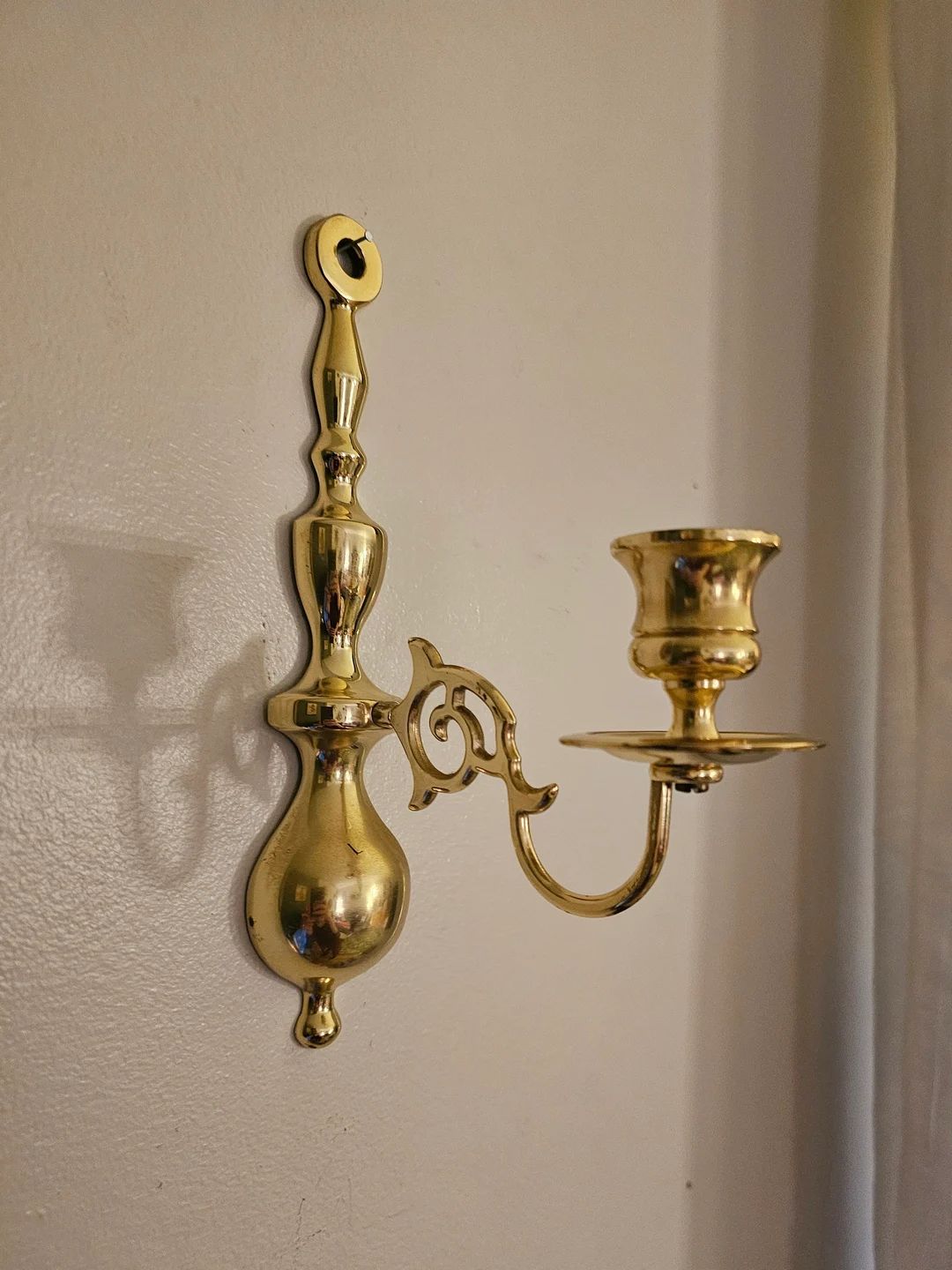Vintage Brass Candle Holder Wall Sconce 9 - Etsy | Etsy (US)