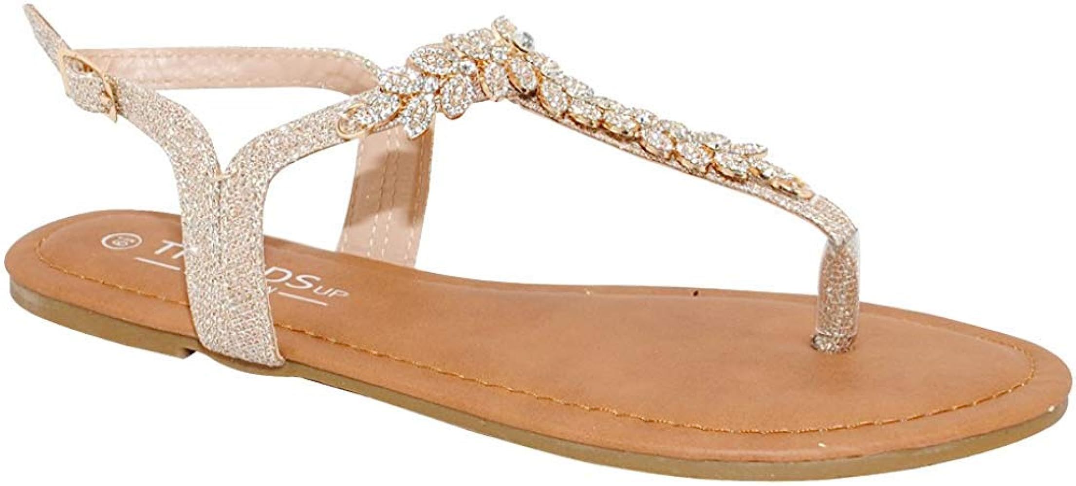 TRENDSup Collection Womens T-Strap Buckle Flats Sandals | Amazon (US)
