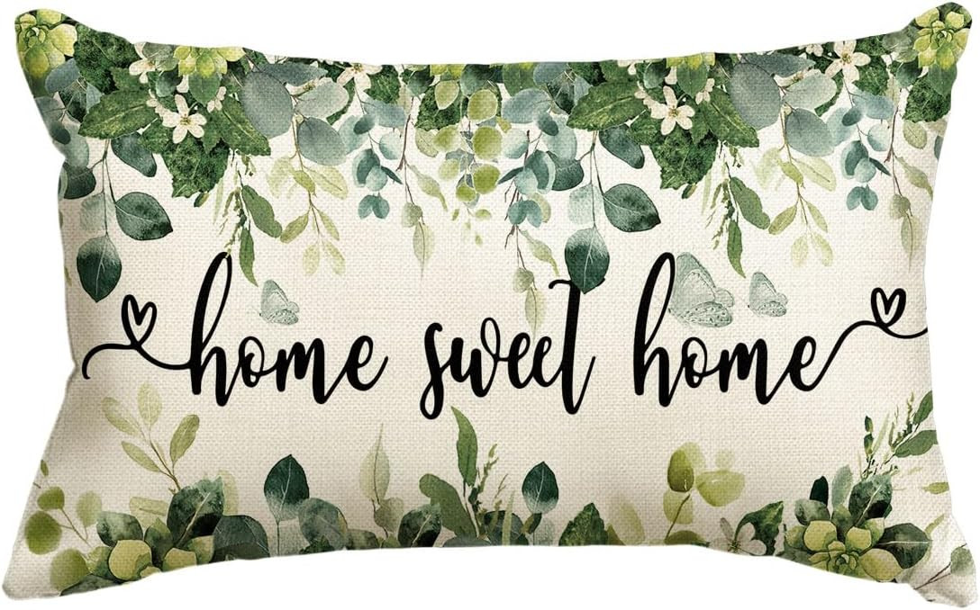 AVOIN colorlife Home Sweet Home Eucalyptus Leaves Spring Throw Pillow Cover, 12 x 20 Inch Seasona... | Amazon (US)