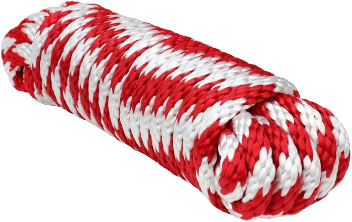 Extreme Max 3008.0159 Solid Braid MFP Utility Rope - 3/8" x 25', Red/White | Amazon (US)