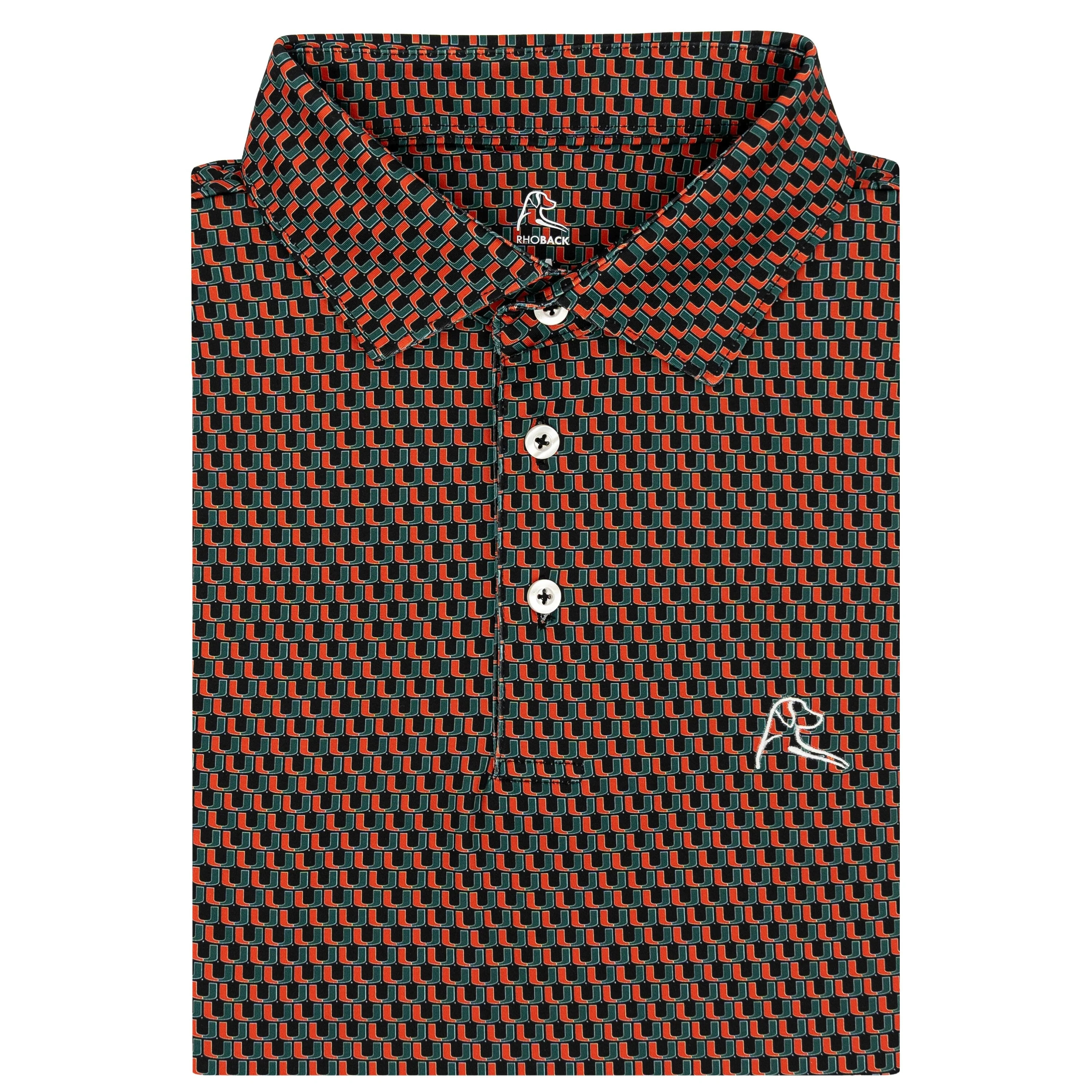 The Miami Hurricanes™ | Collegiate Polo | The Miami Hurricanes™ - Black/Fire Orange The Miami Hurricanes | Black / XL | RHOBACK