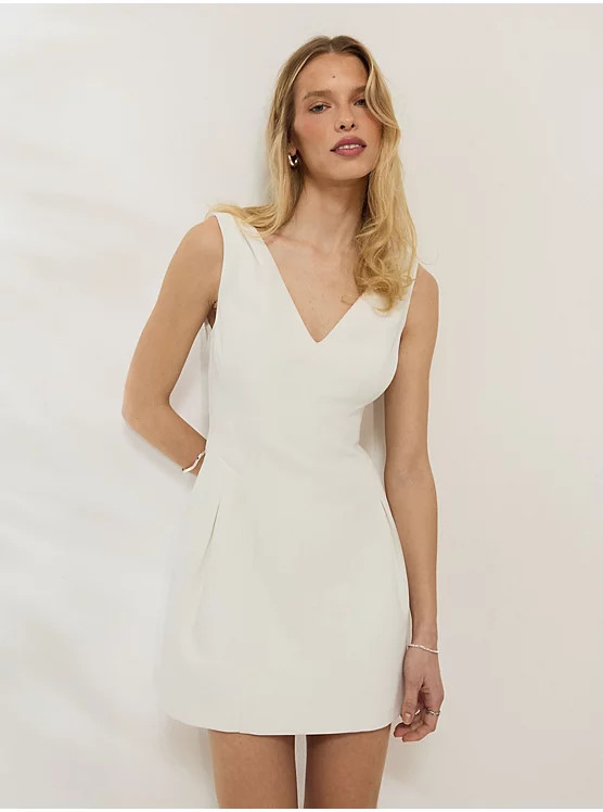 White Tailored Blazer and Mini Dress Outfit | George