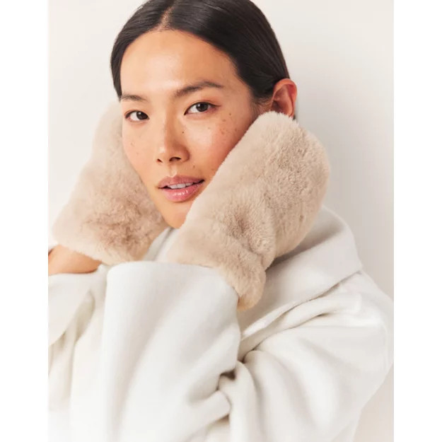 Recycled Faux Fur Mittens | The White Company UK & ROW