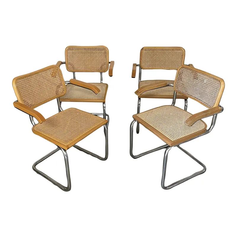 1970s Vintage Marcel Breuer Cesca Arm Chairs - Set of 4 | Chairish