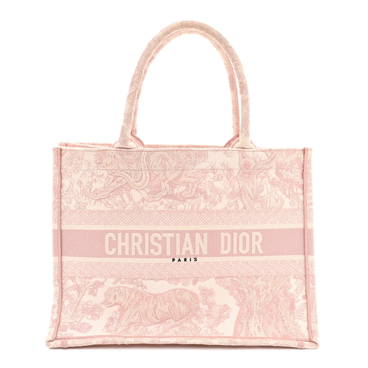 Christian Dior Canvas Toile De Jouy Embroidered Medium Book Tote Pink | FASHIONPHILE (US)