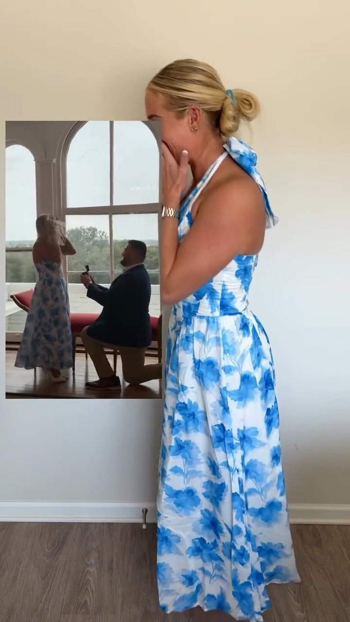 Y’all the wayyyyy @kaylee_brice tried on her engagement dress & literally said “Ouu this is giving engagement”😂😂