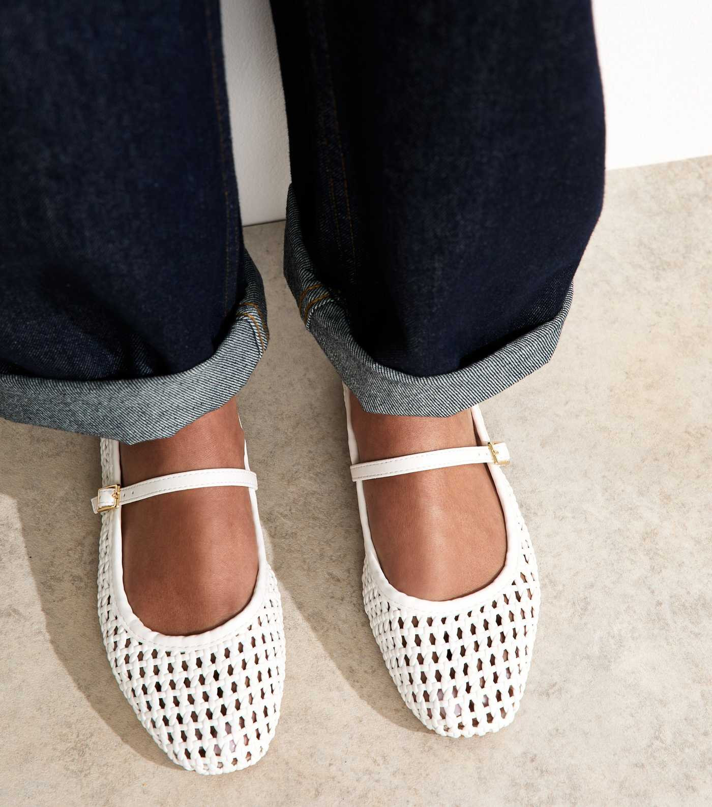 White Woven Buckled Strap Pumps | New Look | New Look (UK)