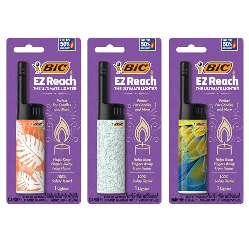 BIC EZ Reach Candle Lighter, The Ultimate Lighter with Wand for Candles, Assorted Home Decor Designs, 3 Count Pack of Long Lighters | Amazon (US)