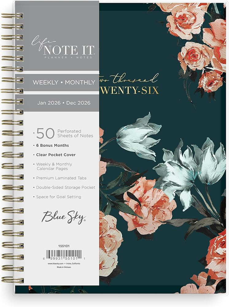 Blue Sky Life Note It 2026 Weekly and Monthly Planner Notes, January 2026 - December 2026, 5.875"... | Amazon (US)