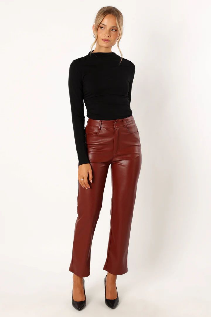 Maverick Vegan Leather Pants - Merlot | Petal & Pup (US)