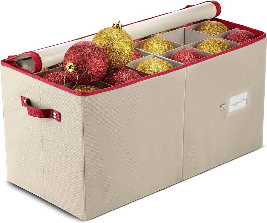 ZOBER Large Christmas Ornament Storage Box - Stores 54 Ornaments W/Dividers - Non-Woven, Durable ... | Amazon (US)