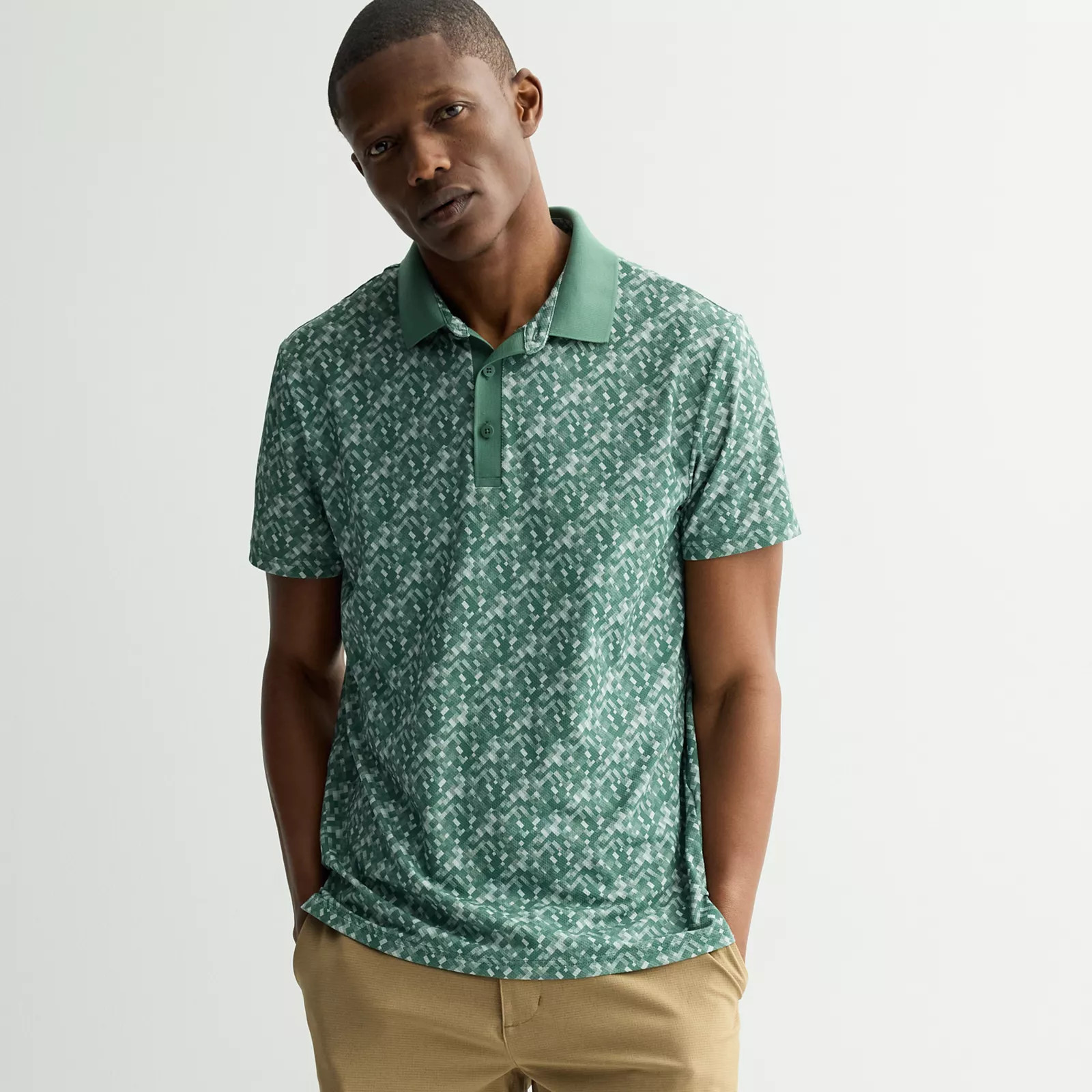 Men's FLX Print Performance Polo, Size: XXL, Grey Green Tech Grid | Kohl's