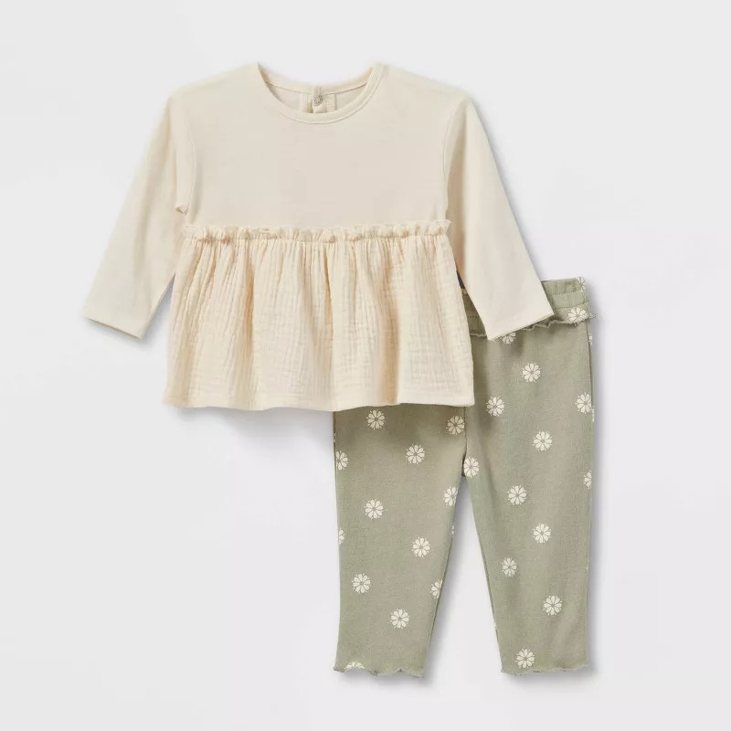 Grayson Collective Baby Girls' 2pc Woven Gauze Top & Bottom Set - White | Target