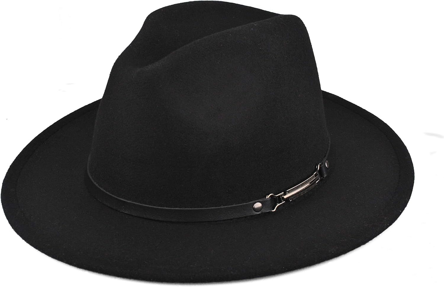 EINSKEY Women's Felt Fedora Hat, Wide Brim Panama Hat with Belt Buckle Trilby Hat | Amazon (US)