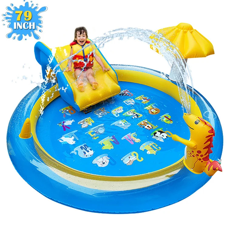 Richgv Splash Pad Sprinkler Play Mat with Slide for Kids, 78.7'' Inflatable Sprinkle Mat Outdoor ... | Walmart (US)