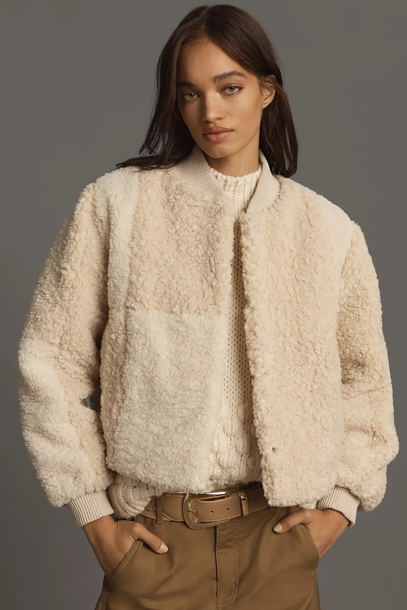 DH New York Sherpa-Fleece Bomber Jacket | Anthropologie (US)