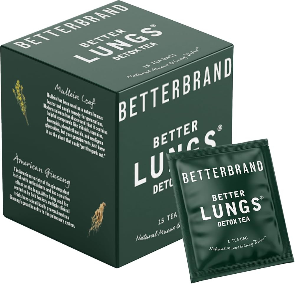 Amazon.com: Betterbrand BetterLungs Detox Tea - 15 Herbal Tea Bags - Mullein Leaf, Ginseng, Elder... | Amazon (US)