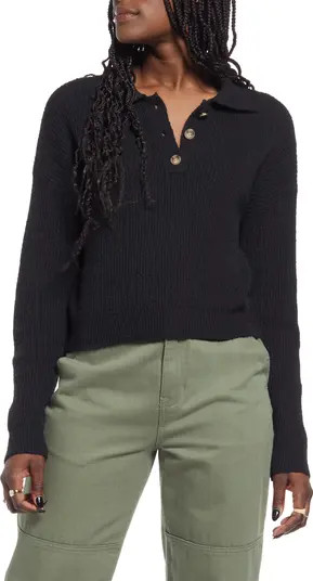 Rib Long Sleeve Polo Sweater | Nordstrom
