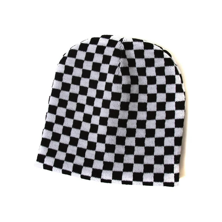 Cuffless Checkered Beanie - Black and White - Walmart.com | Walmart (US)