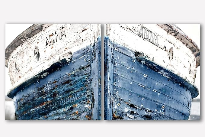 Photo Artistry Nautical Ship Art - Navy & Off White - Perfect Shabby Beach, Coastal, Cottage & La... | Amazon (US)