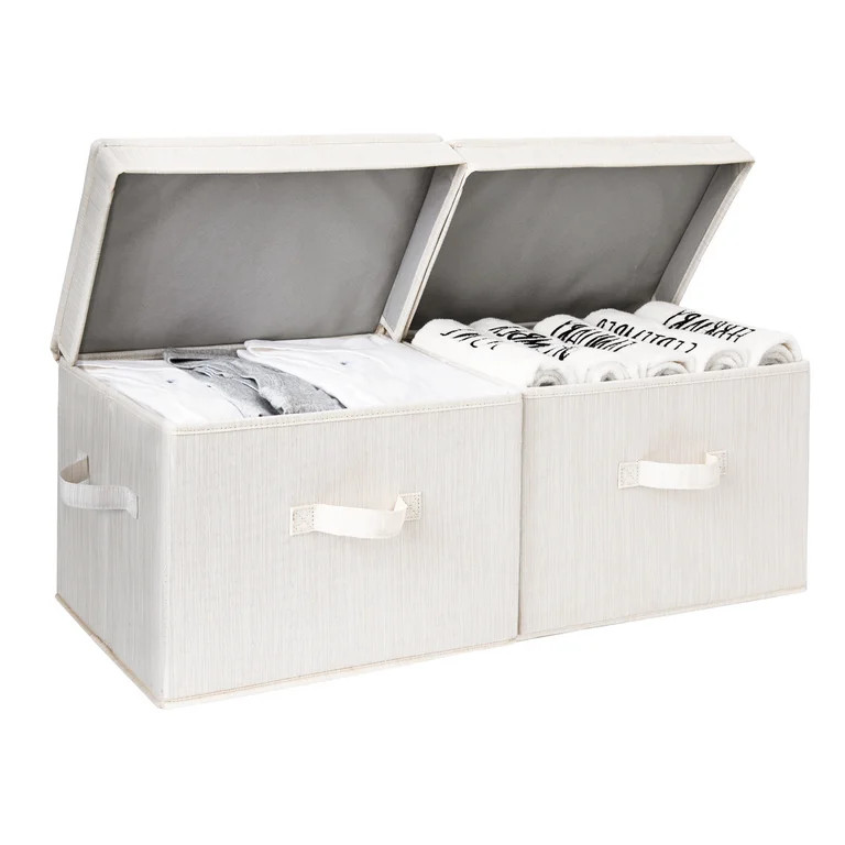 StorageWorks Fabric Storage Bins with Lids & Handles, Decorative Storage Boxes for Closet & Shelf... | Walmart (US)