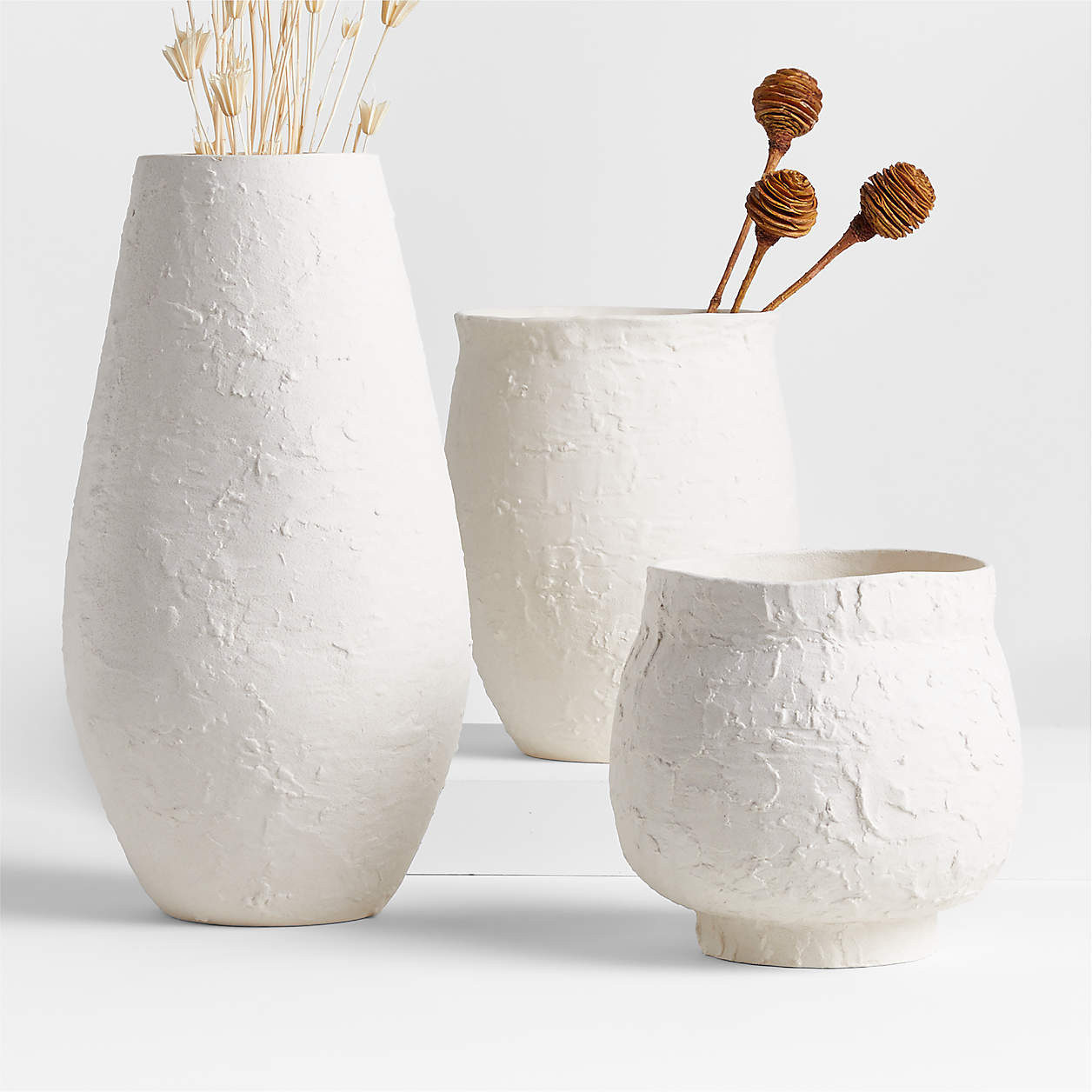 White Textured Ceramic Vase 17" + Reviews | Crate & Barrel | Crate & Barrel