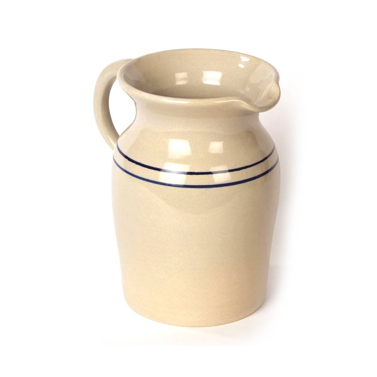 Martinez Pottery Stoneware Pitcher Vase, Natural with Blue Stripe Country Décor | Target