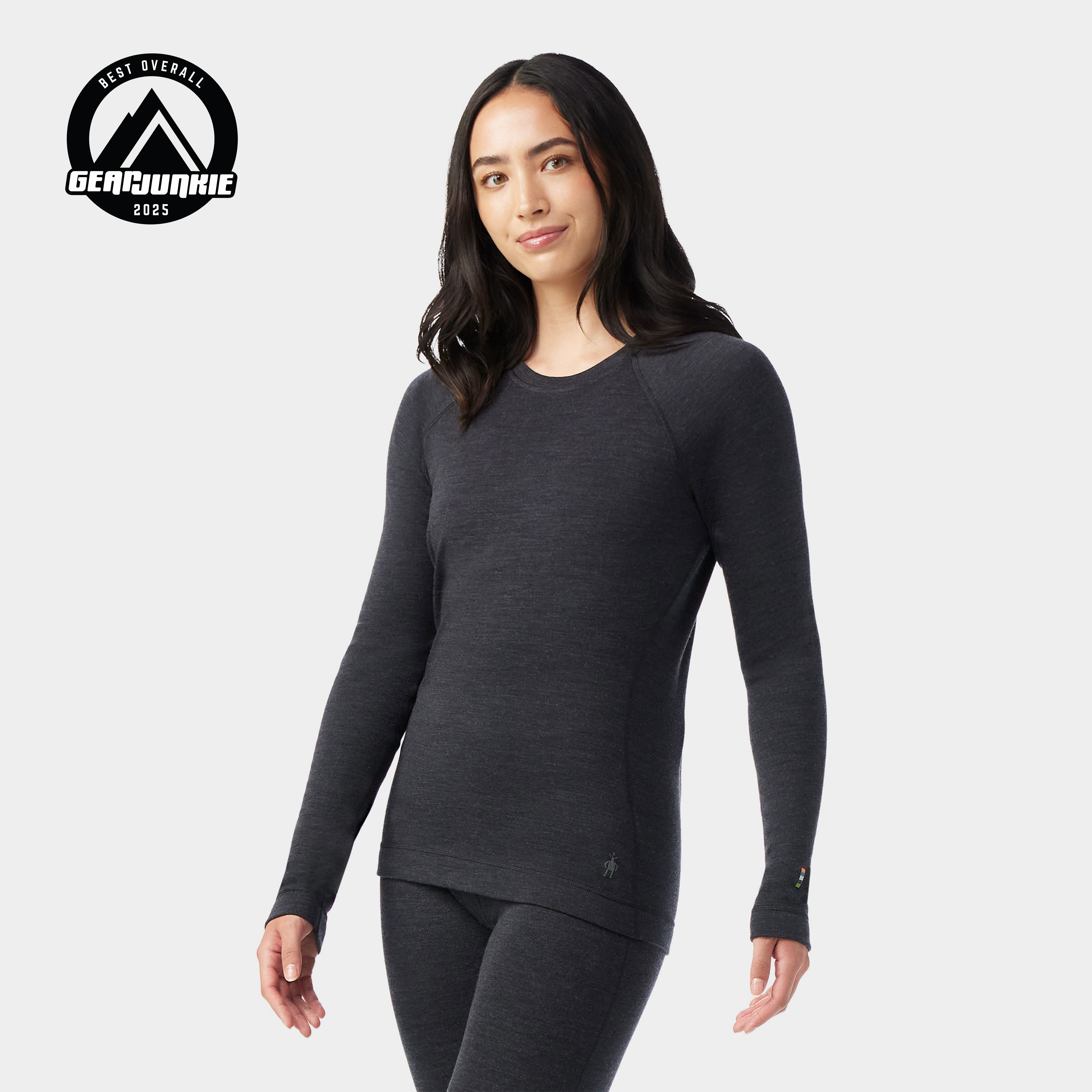 Smartwool Women's Classic Thermal Merino Base Layer Crew Top in Charcoal Heather | Size: XL | Smartwool US