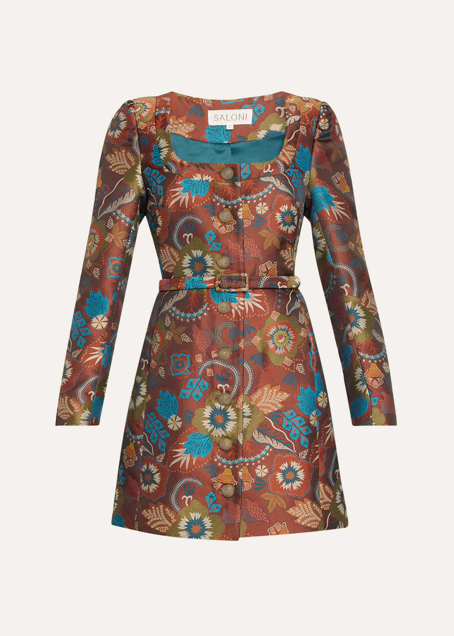 Saloni Natalya-B Belted Floral Jacquard Mini Dress | Bergdorf Goodman