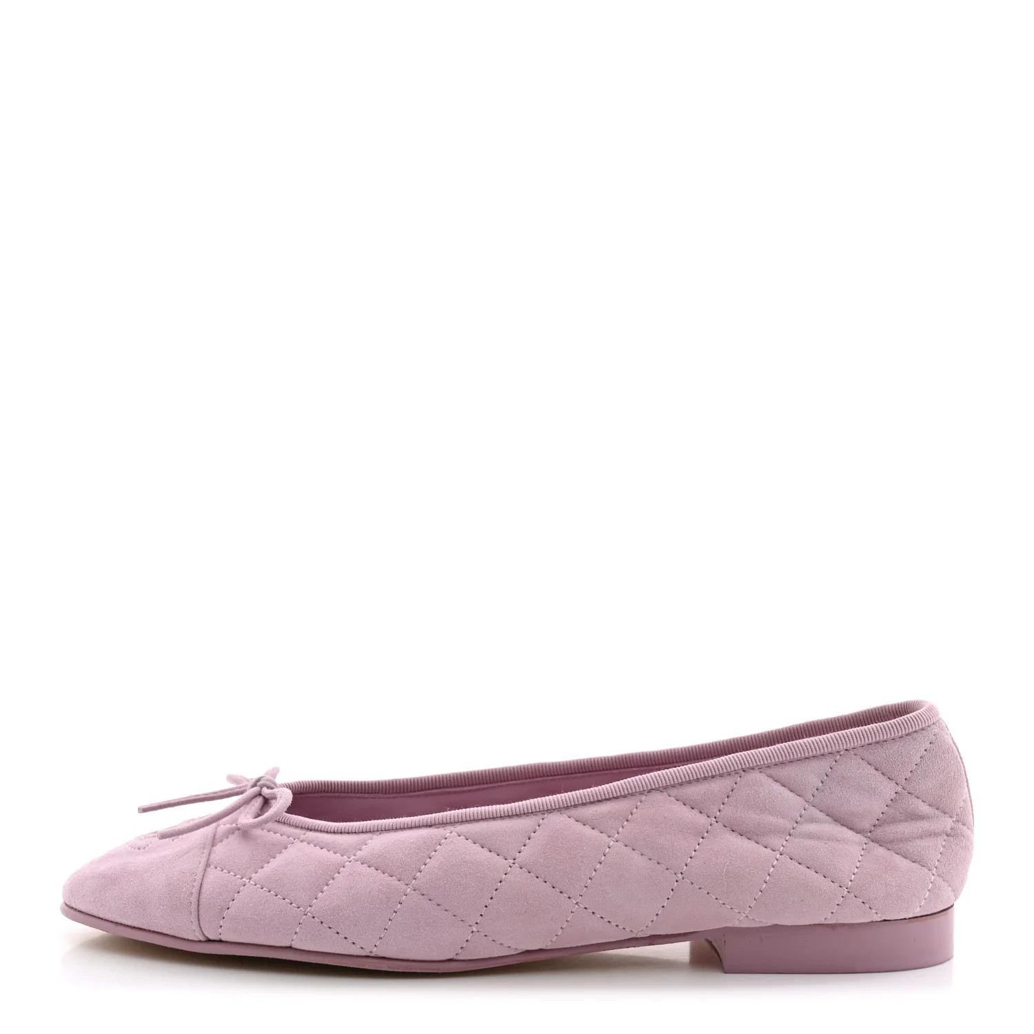 Chanel Suede Quilted Cap Toe CC Ballerina Flats 38.5 Light Pink 1938217 | FASHIONPHILE (US)