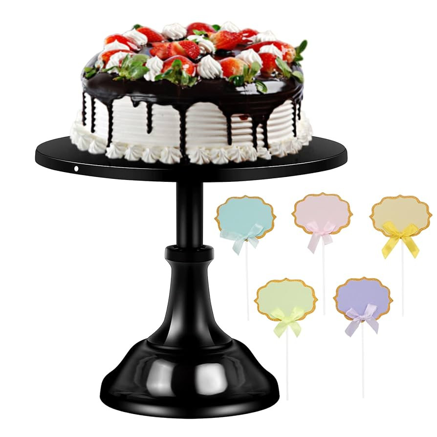 Black Cake Stand 10 inch Round - Cupcake stand - Metal Cake Holder Stand For Wedding Reception Bi... | Amazon (US)