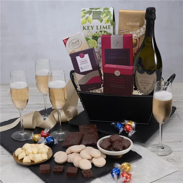 Champagne & Truffles Gift Basket - Dom Perignon | GourmetGiftBaskets.com