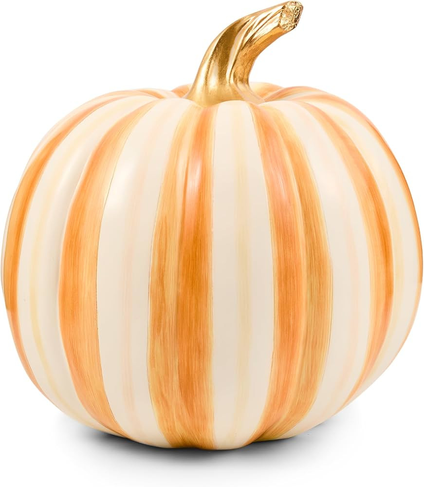 MACKENZIE-CHILDS Resin Pumpkin, Medium, Amber Stripe | Amazon (US)