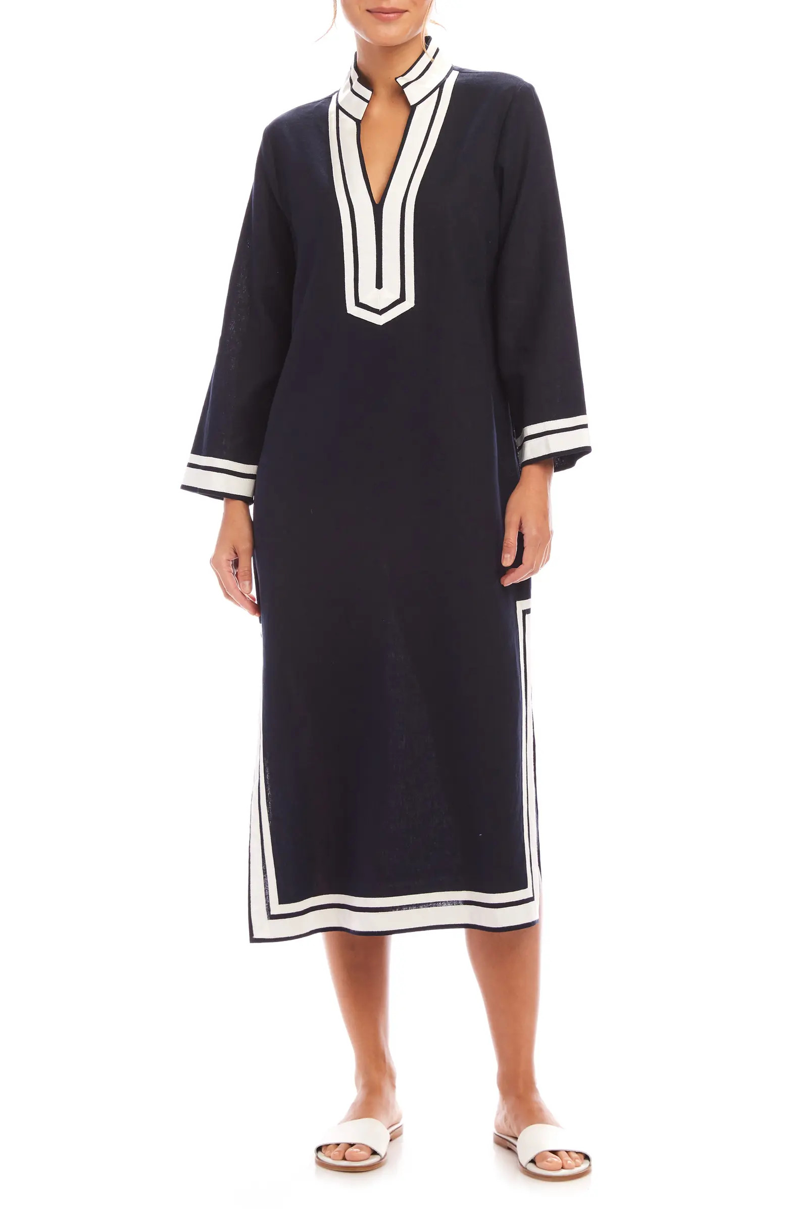 The St. Tropez Long Sleeve Linen Blend Midi Dress | Nordstrom