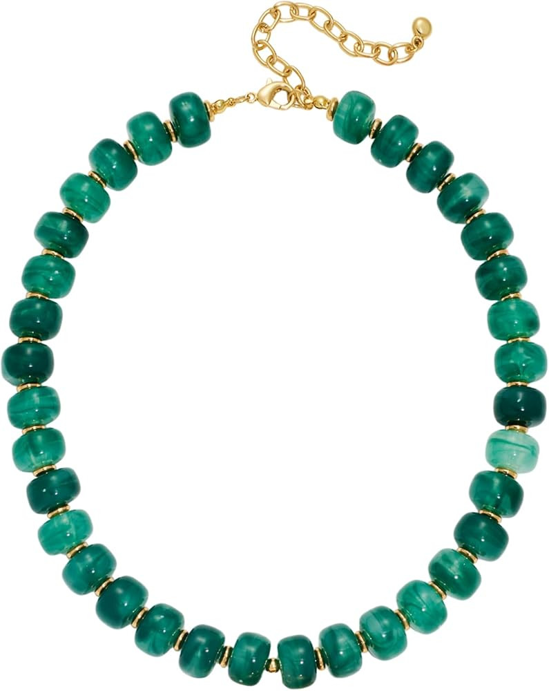 INNERDIVA Chunky Beaded Necklace for Women, Colorful Boho Summer Chain Necklace with 34 Acrylic B... | Amazon (US)