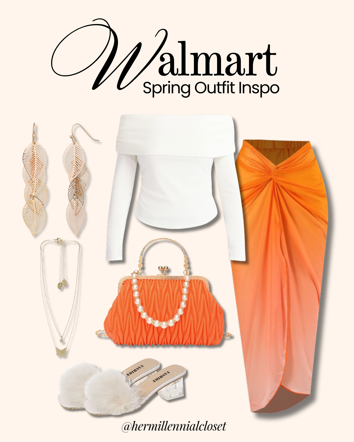Walmart Spring Outfit 🧡

Soft glam with a pop of color—shop the look sis ✨ 

 #LTKgrwm #LTKootd #LTKSeasonal
