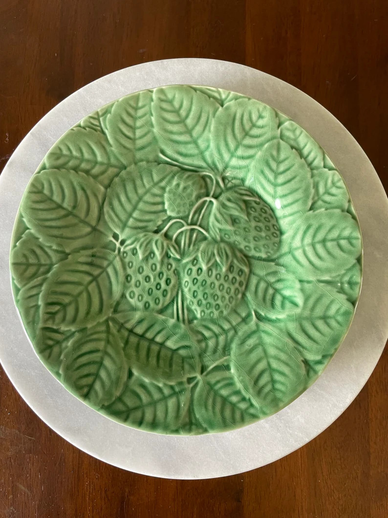 Green Bordallo Pinheiro Plates With Fruit Motif - Etsy | Etsy (US)
