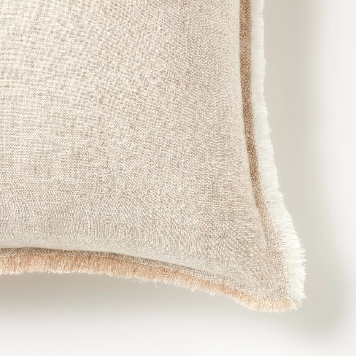 Oversized Reversible Linen Square Throw Pillow with Frayed Edges Beige - Threshold™ designed wi... | Target
