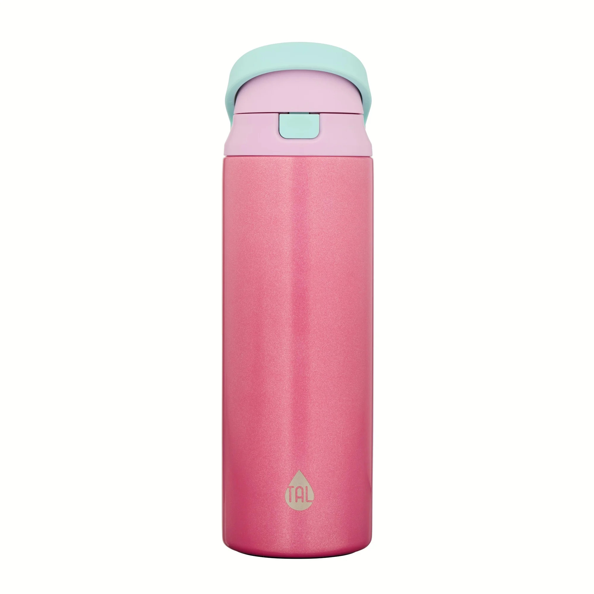 TAL 24oz Stainless Steel 2-in-1 Straw and Chug Water Bottle with Push Lid, Pink Shimmer | Walmart (US)