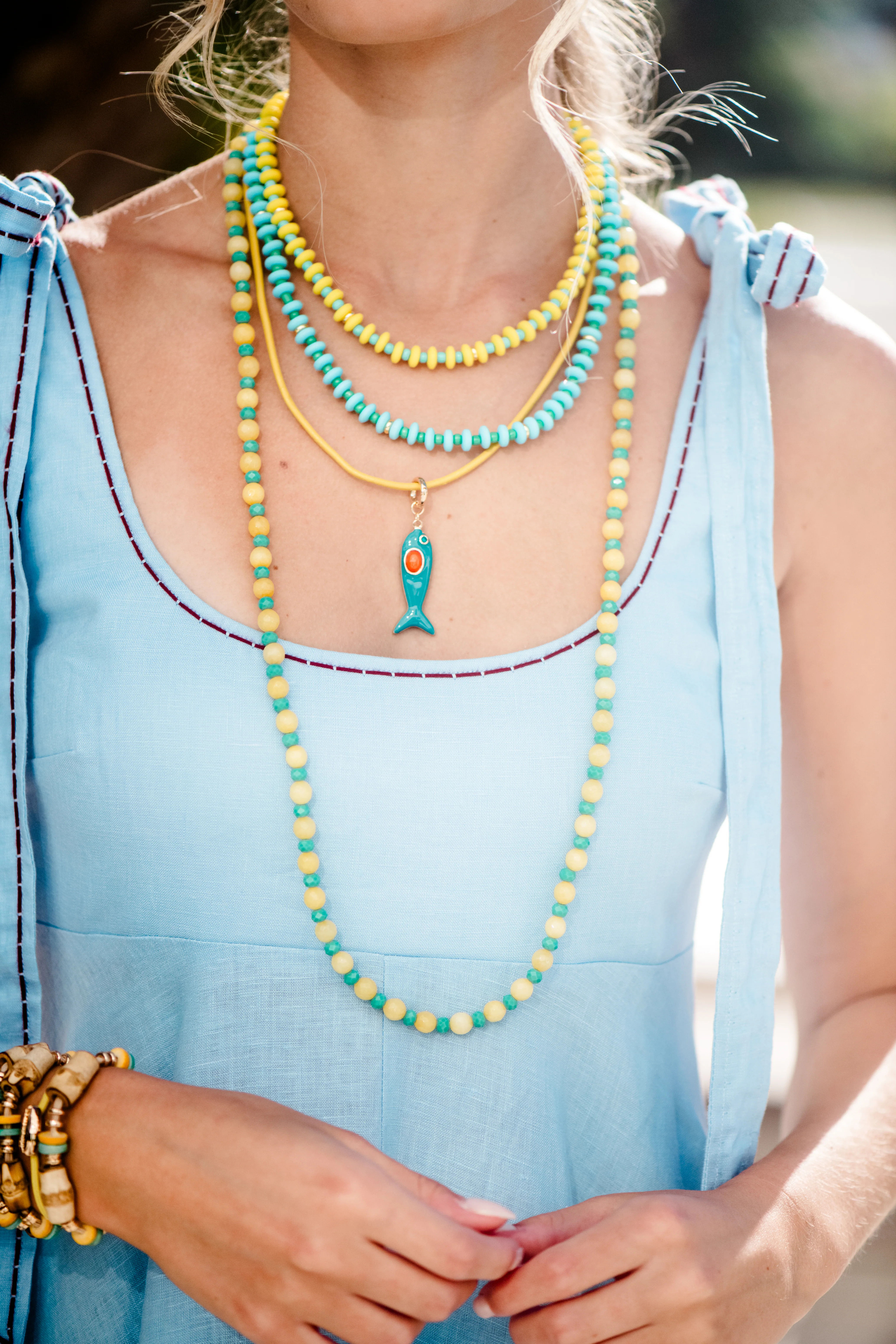 Leather Fish Necklace - Blue Fish | Smith and Co. Jewel Design