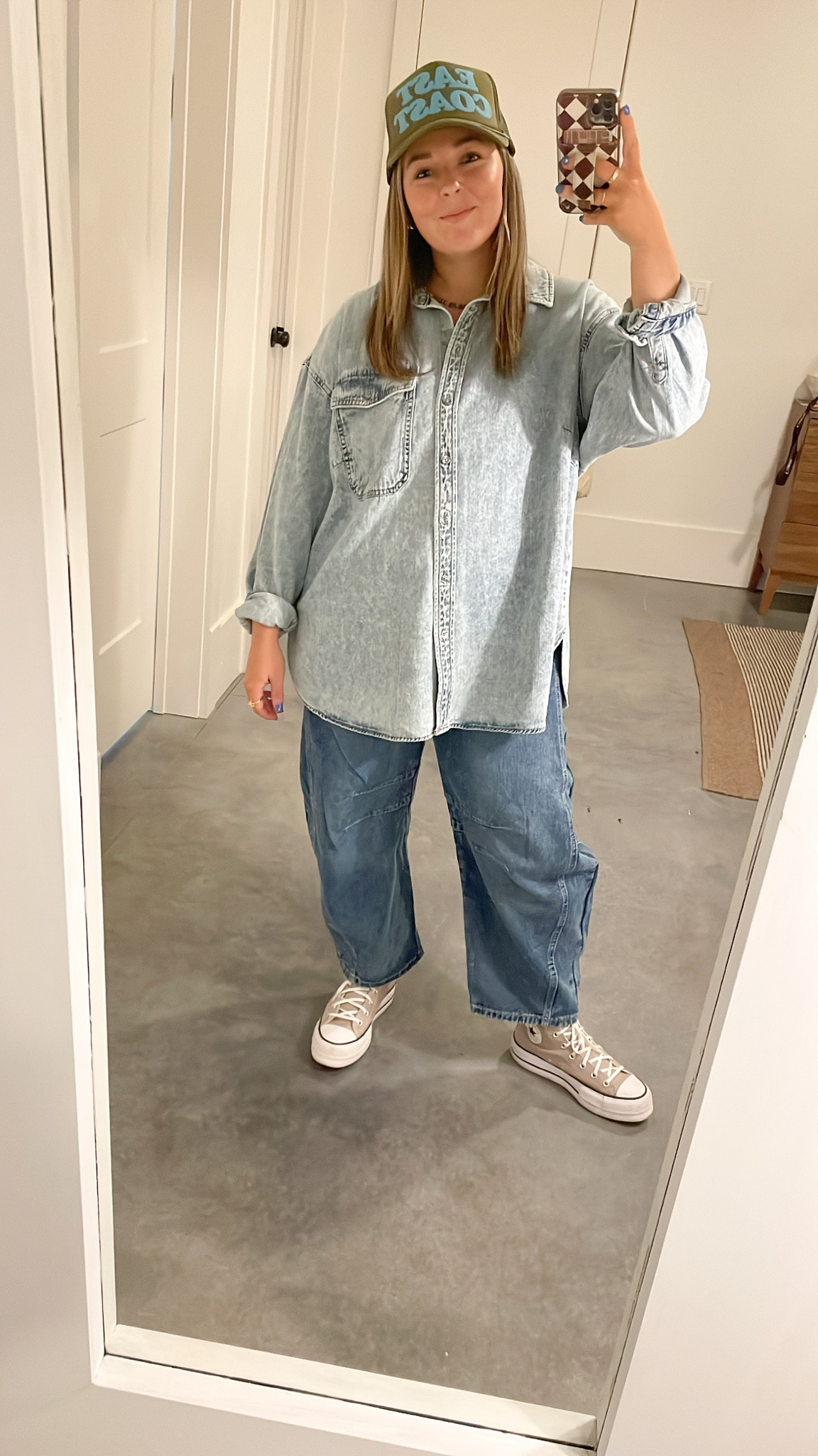 Free People Barrell Jean dupes!! Loving this denim on denim trend coming back in! 

#LTKfindsunder50 #LTKSeasonal #LTKstyletip