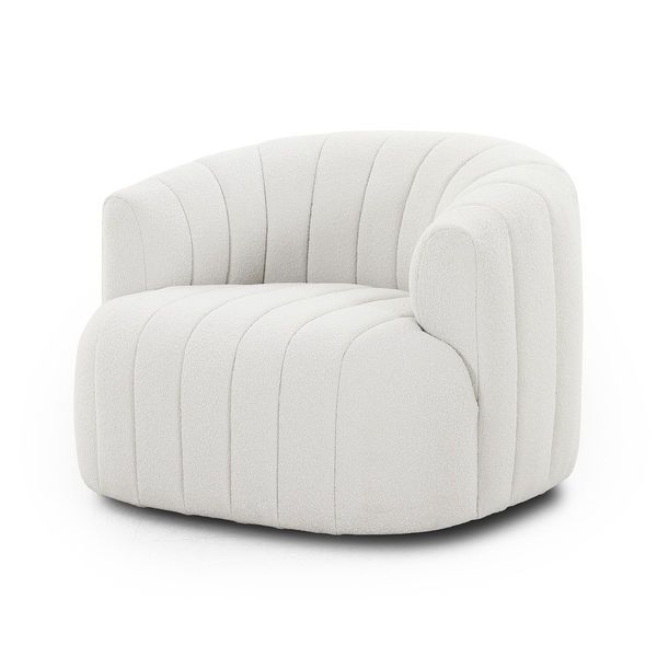 Elliana Upholstered Fiqa Natural White Boucle Swivel Accent Chair | Scout & Nimble