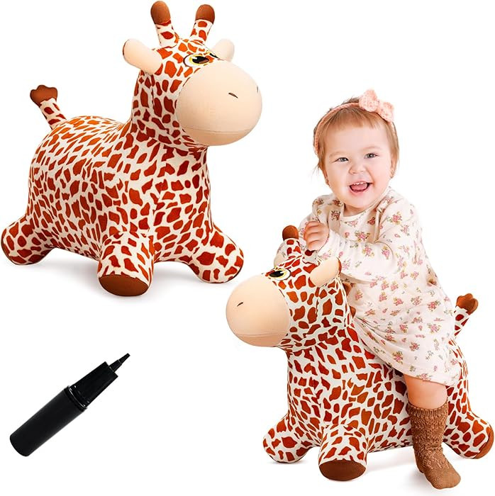 Giraffe Bouncy Horse Toys for 2 3 4 year old Kid gifts, Plush Giraffe Ride On Bouncy Animal for t... | Amazon (US)