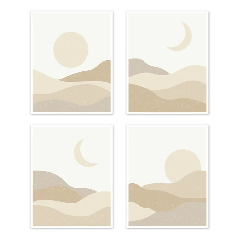 Desert Sun Mountains Tan Art Paper Print (Set of 4) by Sweet Jojo Designs - Walmart.com | Walmart (US)