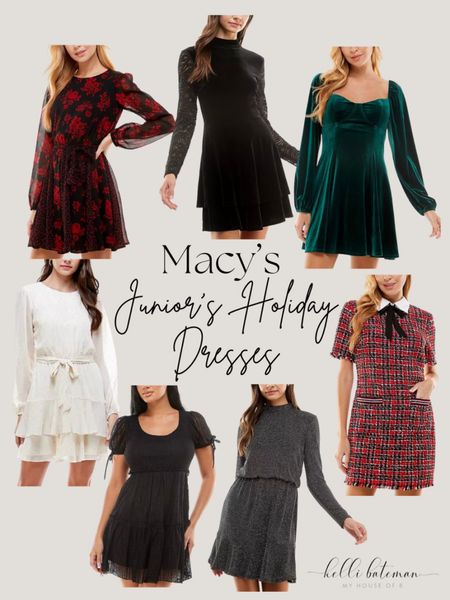 Macy’s Junior Holiday Dresses 
These dress are so fun for the holidays and can easily be dressed up or down. 
#teendresses #teenstyle #christmaspartyoutfit 

#LTKfit #LTKSeasonal #LTKHoliday