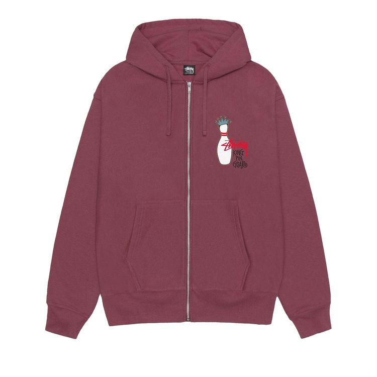 Stussy Kingpin Zip Hoodie 'Oxblood' | GOAT
