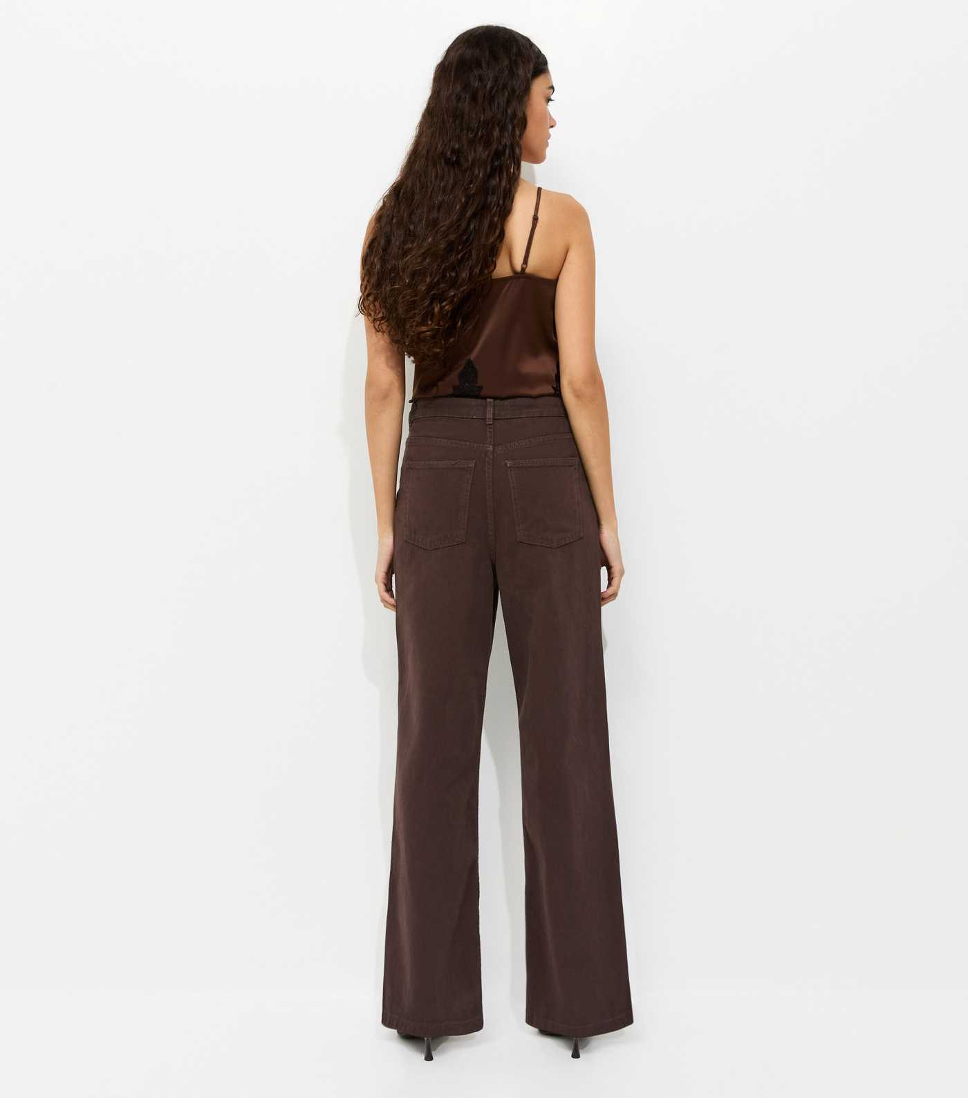 Dark Brown Adalae High Waisted Wide Leg Jeans | New Look | New Look (UK)