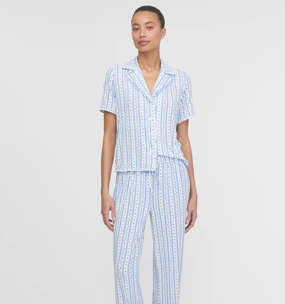The Marina Pajama Set - Blue Petal Stripe | Hill House Home US