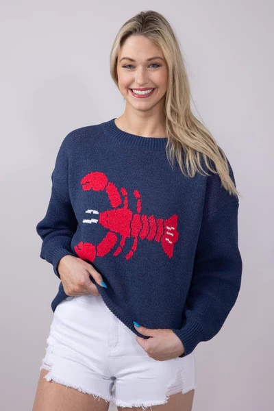 Bailey Rose Lobster Knit Sweater for Women in Navy | Glik's